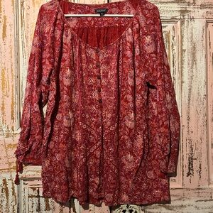 Lucky Brand Crimson Patterned Blouse